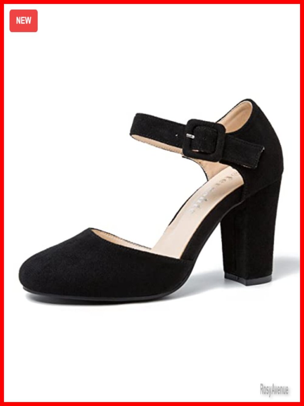 Women's Chunky Block Heel Mary Jane Pumps Ankle Strap Buckle Dress Shoes
